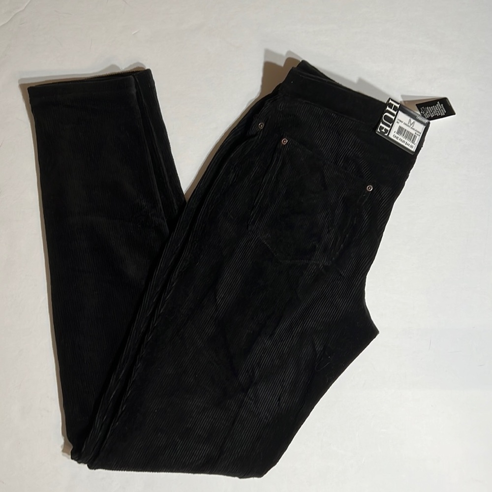NWT Hue black corduroy jean leggings, size M